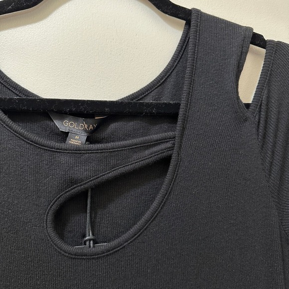 2/$30 Goldray Jersey Knit Ribbed Midi Dress Size M Black Cut Out Stretch NWT - Picture 6 of 10